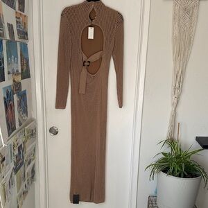 JLUXLABEL Tan Long Sleeve Knit Dress